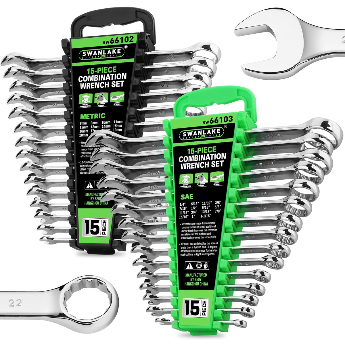 SWANLAKE 30-piece wrench set offers complete metric and SAE coverage for automotive repairs