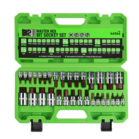Swanlake 32-piece hex bit socket set in case for organized storage and easy transport