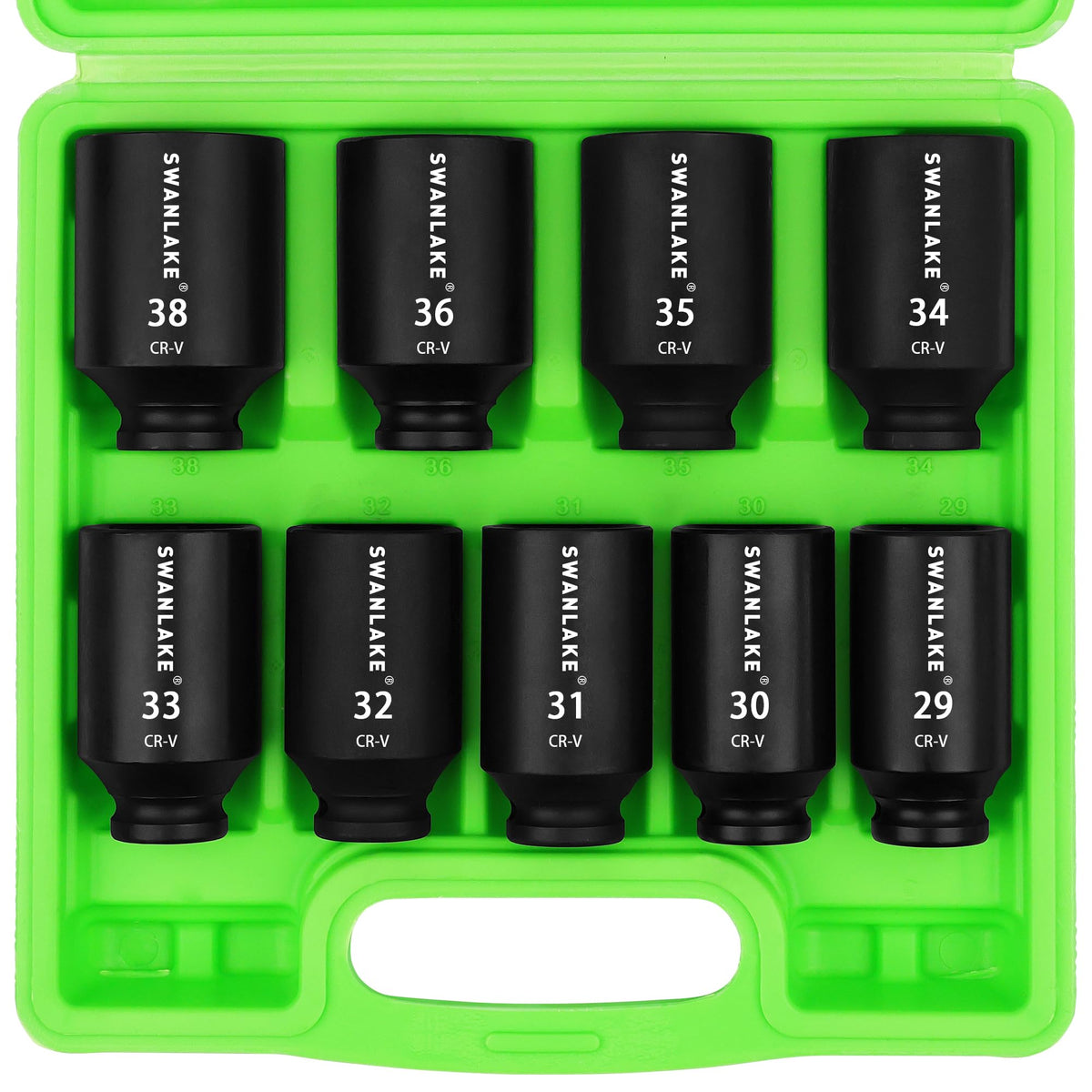 SWANLAKE 9-piece impact axle socket set in rugged case for mobile repairs