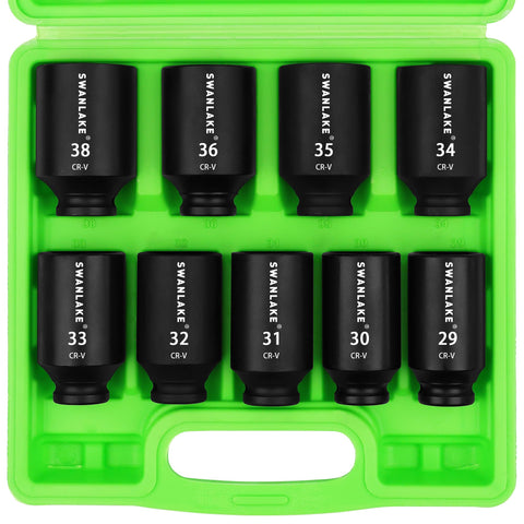 SWANLAKE 9-piece impact axle socket set in rugged case for mobile repairs
