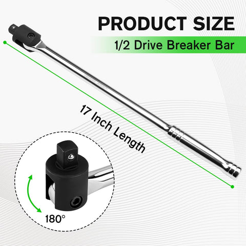 SWANLAKE Breaker Bar length 17.5 inches delivers extra leverage for stubborn bolts.