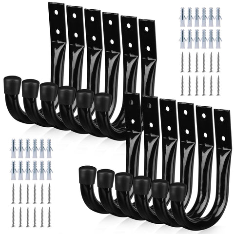 Swanlake garage hooks 12-piece set on wall for space-saving storage