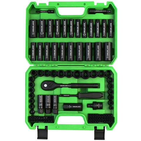 Swanlake 105-piece socket set with 3/8 drive organized in a durable case