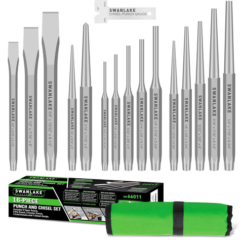 SWANLAKE GARDEN TOOLS 16-piece punch set for bolt hole alignment on metal assemblies