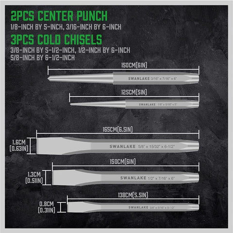 SWANLAKE GARDEN TOOLS tapered punches cover multiple hole sizes