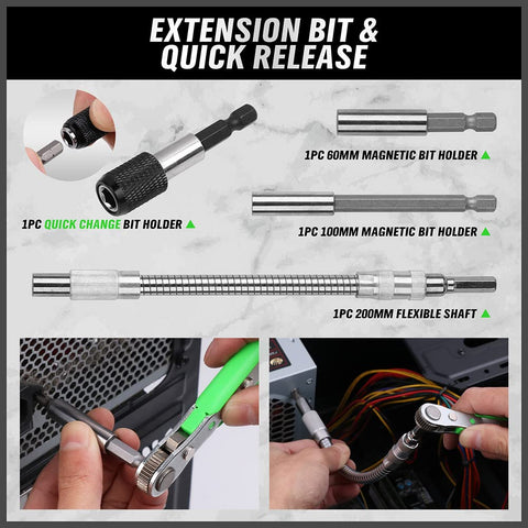 Swanlake Garden Tools quick-release extensions enable rapid bit swaps