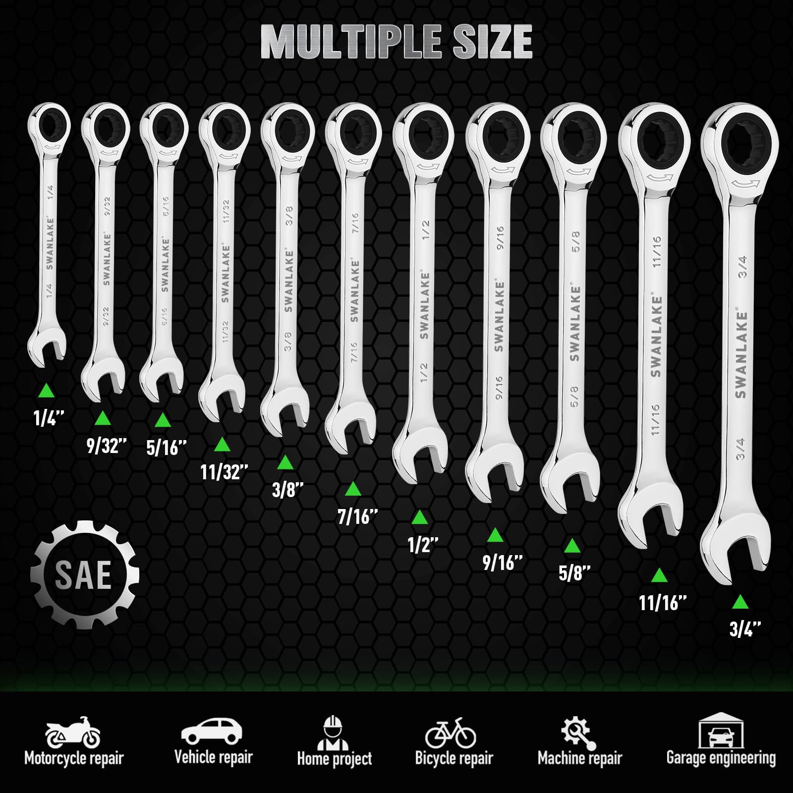 Swanlake 72-tooth ratchet detail highlighting smooth action in tight spots.