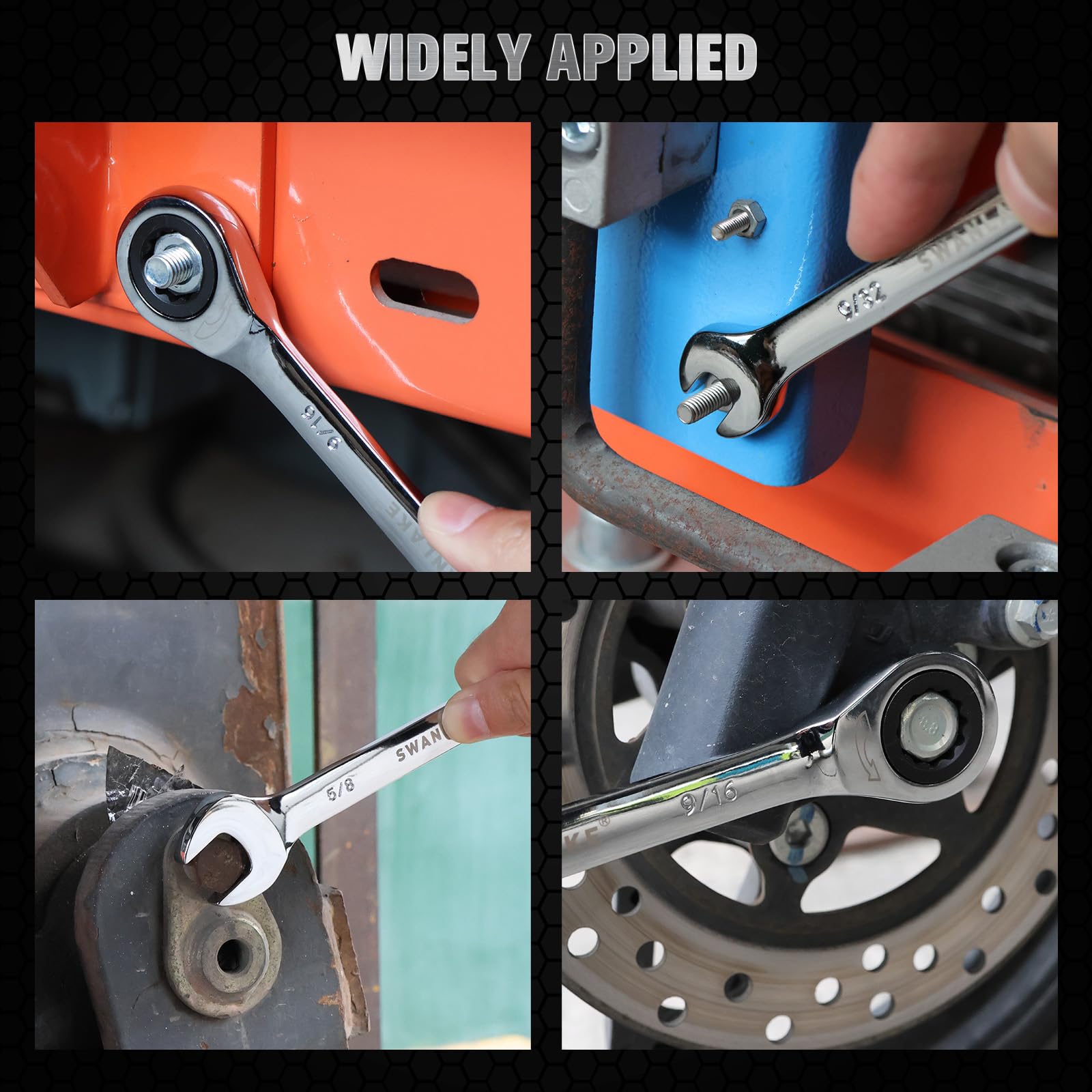 Swanlake car-trunk storage-ready wrench set for roadside fixes.
