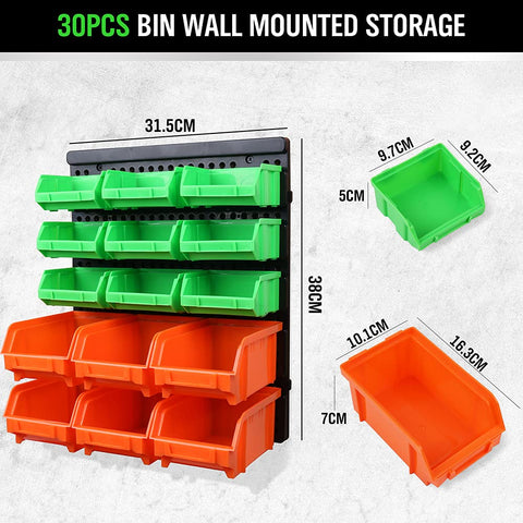 SWANLAKE GARDEN TOOLS color-coded bins offer quick distinction for small parts.