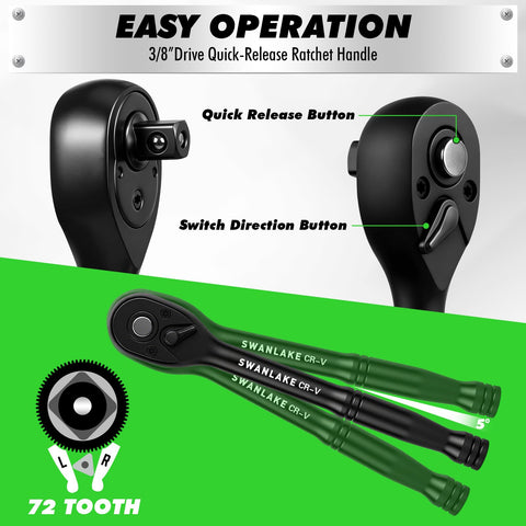 Extension bars and universal joint expand reach in tight spaces