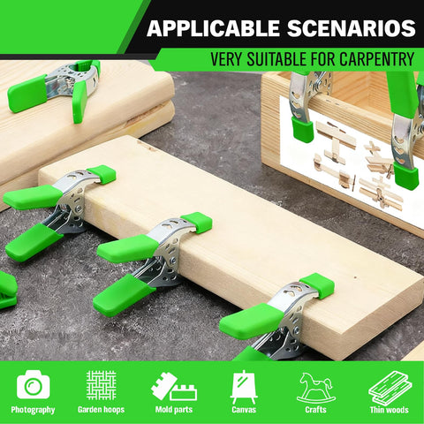 Storage-ready Swanlake clamps organized in a workshop drawer