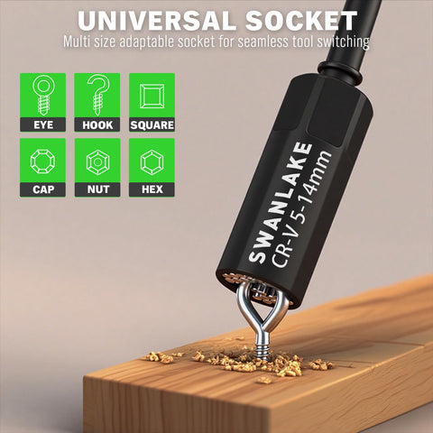 SWANLAKE GARDEN TOOLS universal socket fits a wide range of fasteners for automotive tasks.