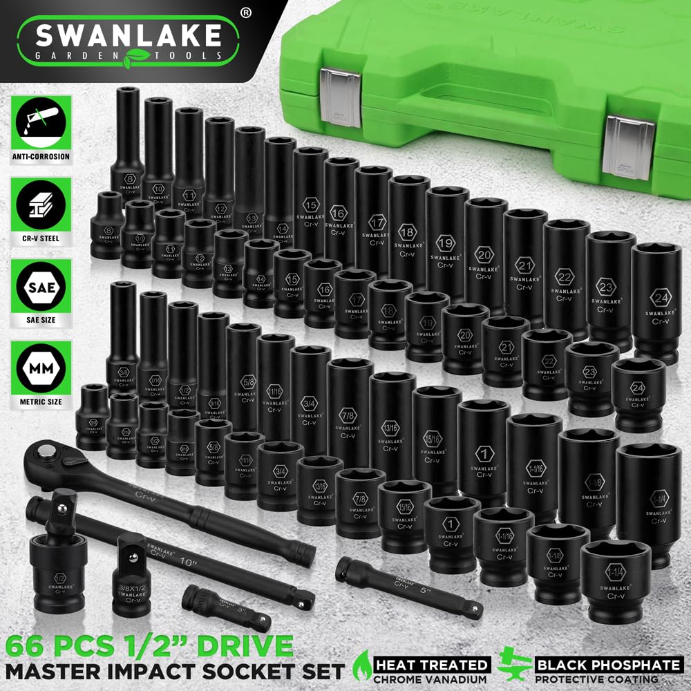 Swanlake laser-etched sizes for quick socket selection in dim light.