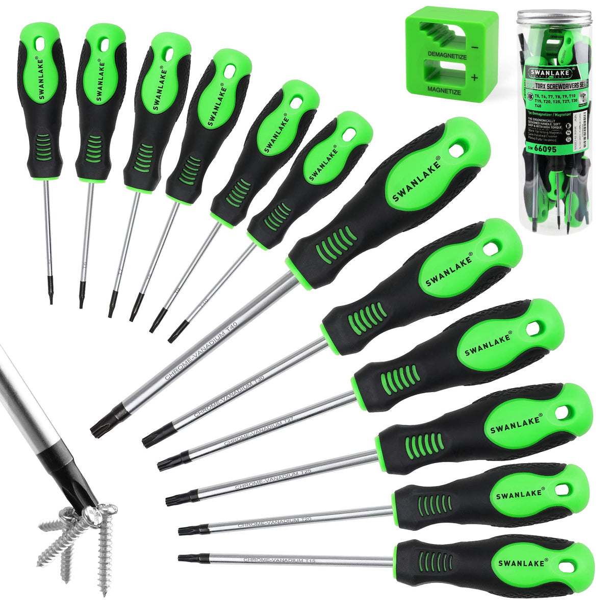SWANLAKE magnetic torx screwdriver set magnetic tips aid quick screw alignment