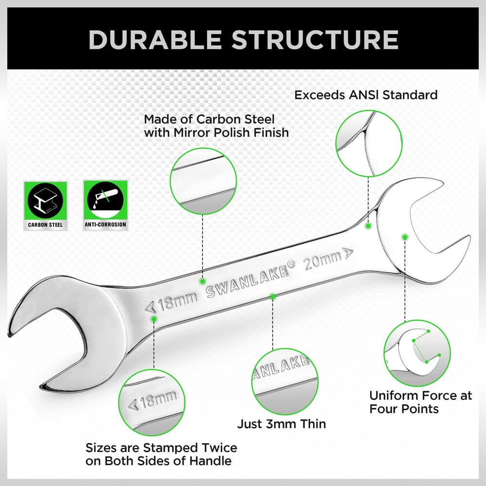 Swanlake open-end wrench pair 5.5-7mm close-up with dual sizes