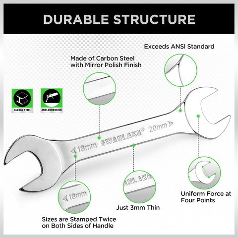 Swanlake open-end wrench pair 5.5-7mm close-up with dual sizes