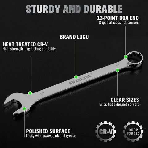 Chrome finish on CR-V steel resists rust for longer tool life.