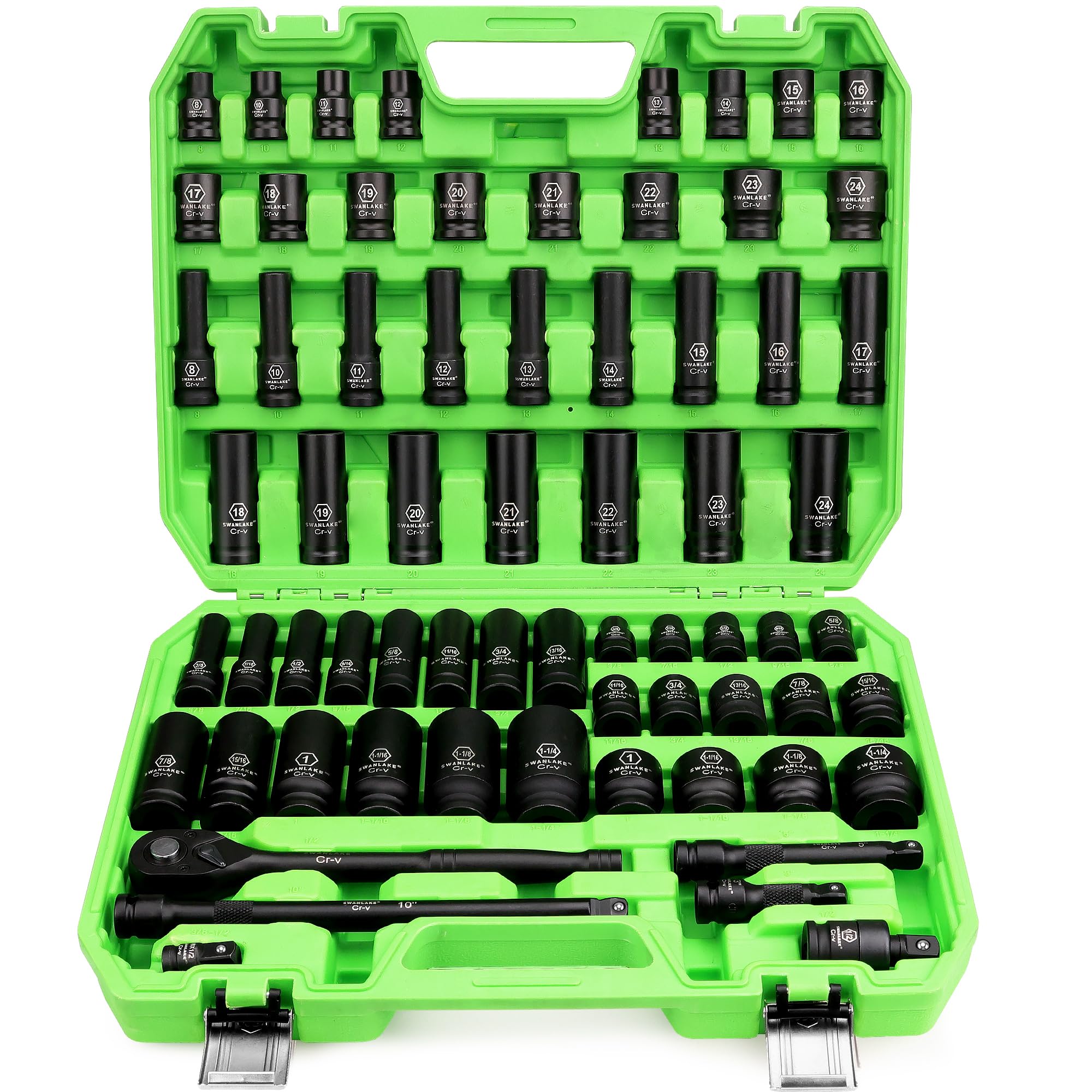 Swanlake 66-piece drive socket set for professional heavy-duty repairs.