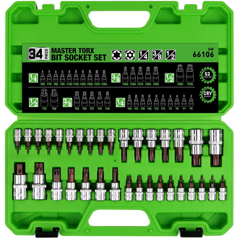 Swanlake Torx bit set case open, showing complete 34-piece selection for quick repairs.