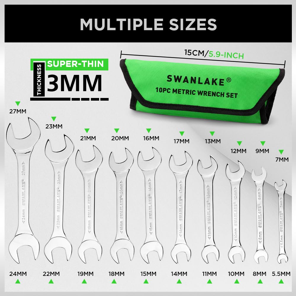 SWANLAKE ultra-thin 3 mm wrenches reach tight spaces with precise torque.