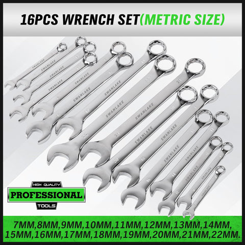 Chrome vanadium finish on SWANLAKE wrenches for lasting durability.