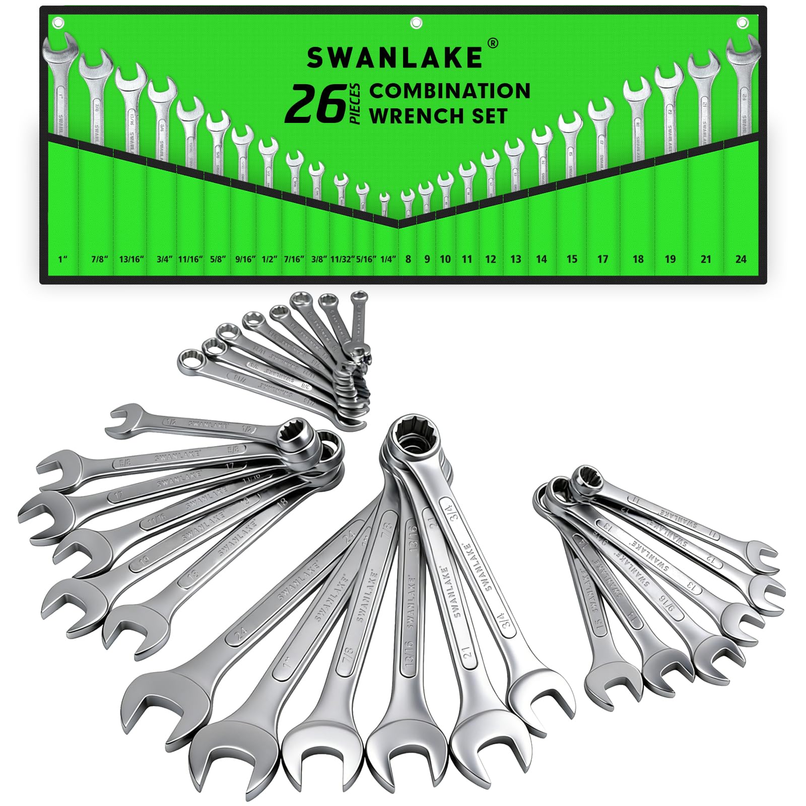Swanlake wrench set in rollup pouch for easy storage and transport