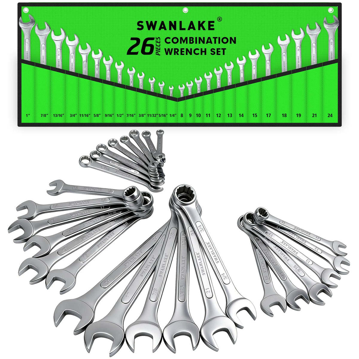Swanlake wrench set in rollup pouch for easy storage and transport