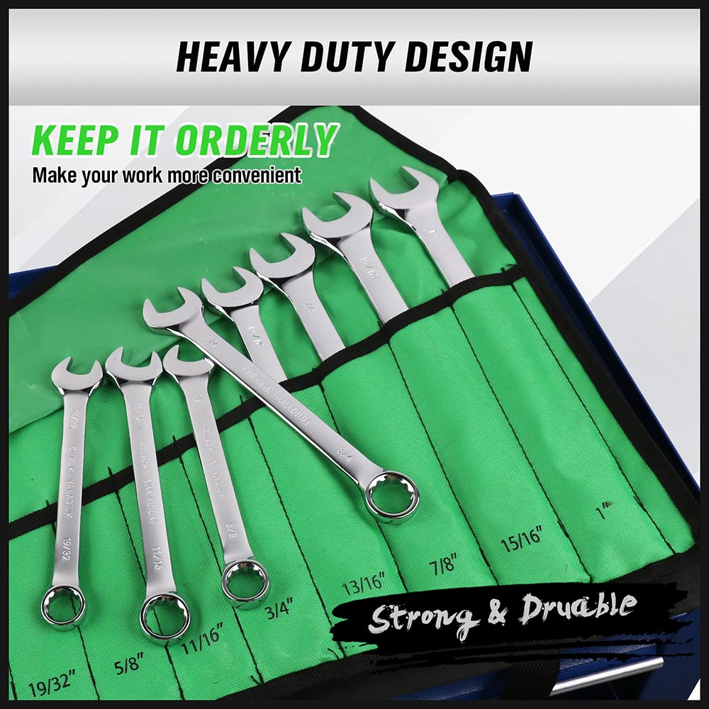 Wide size range from 1/4 to 1 inch and 7 to 22 mm.