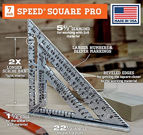 Swanson Speed Square Pro 7-Inch side view, compact and portable design.