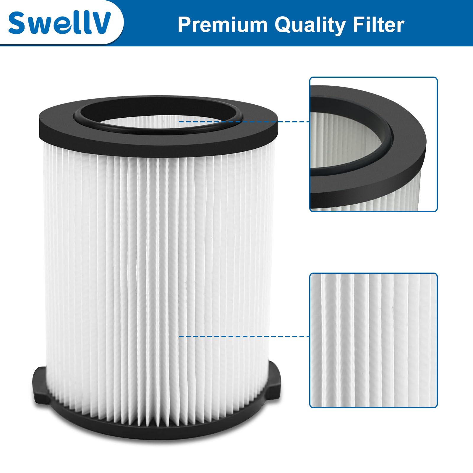 SwellV washable one-layer filter enables quick rinse and reuse
