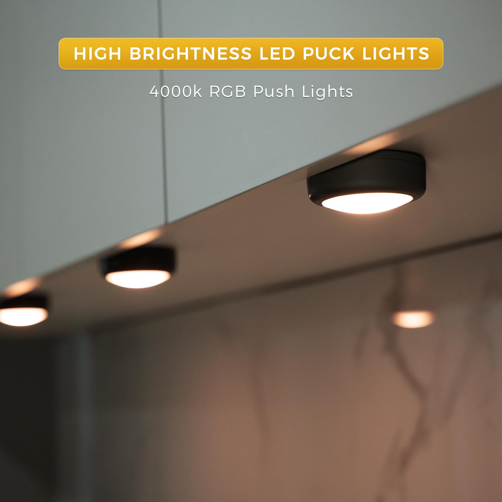 Swesara battery-powered puck lights with remote for quick cabinet lighting