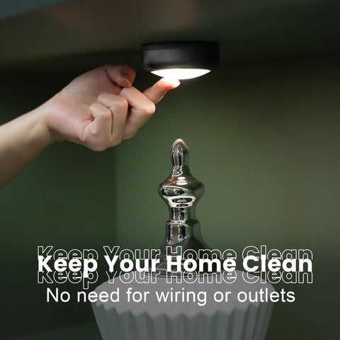 Swesara color-changing LED puck light installed under cabinet for visibility