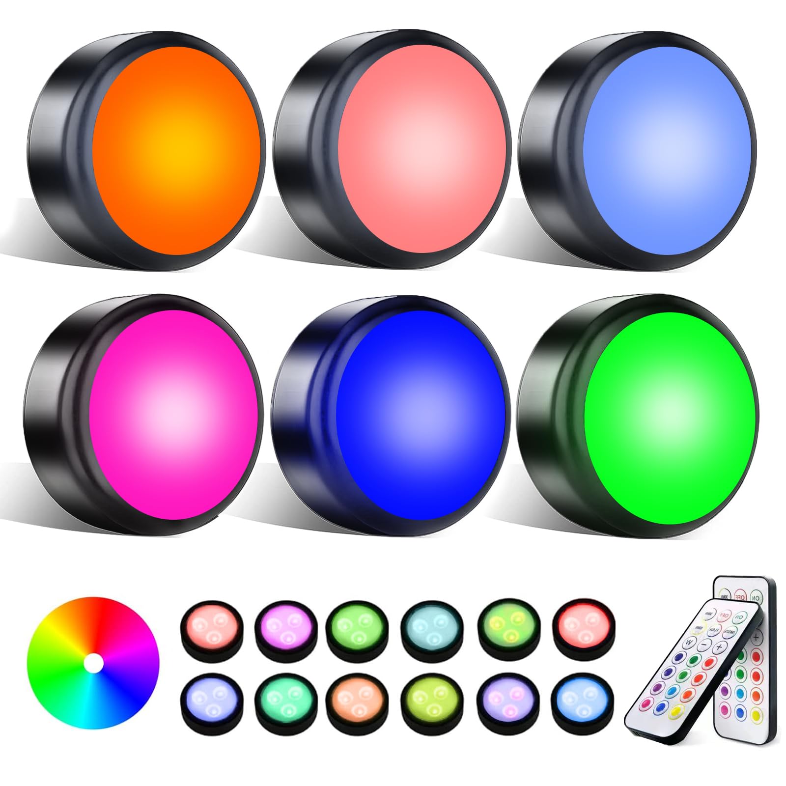 Swesara push lights with remote control showing color-changing LED options