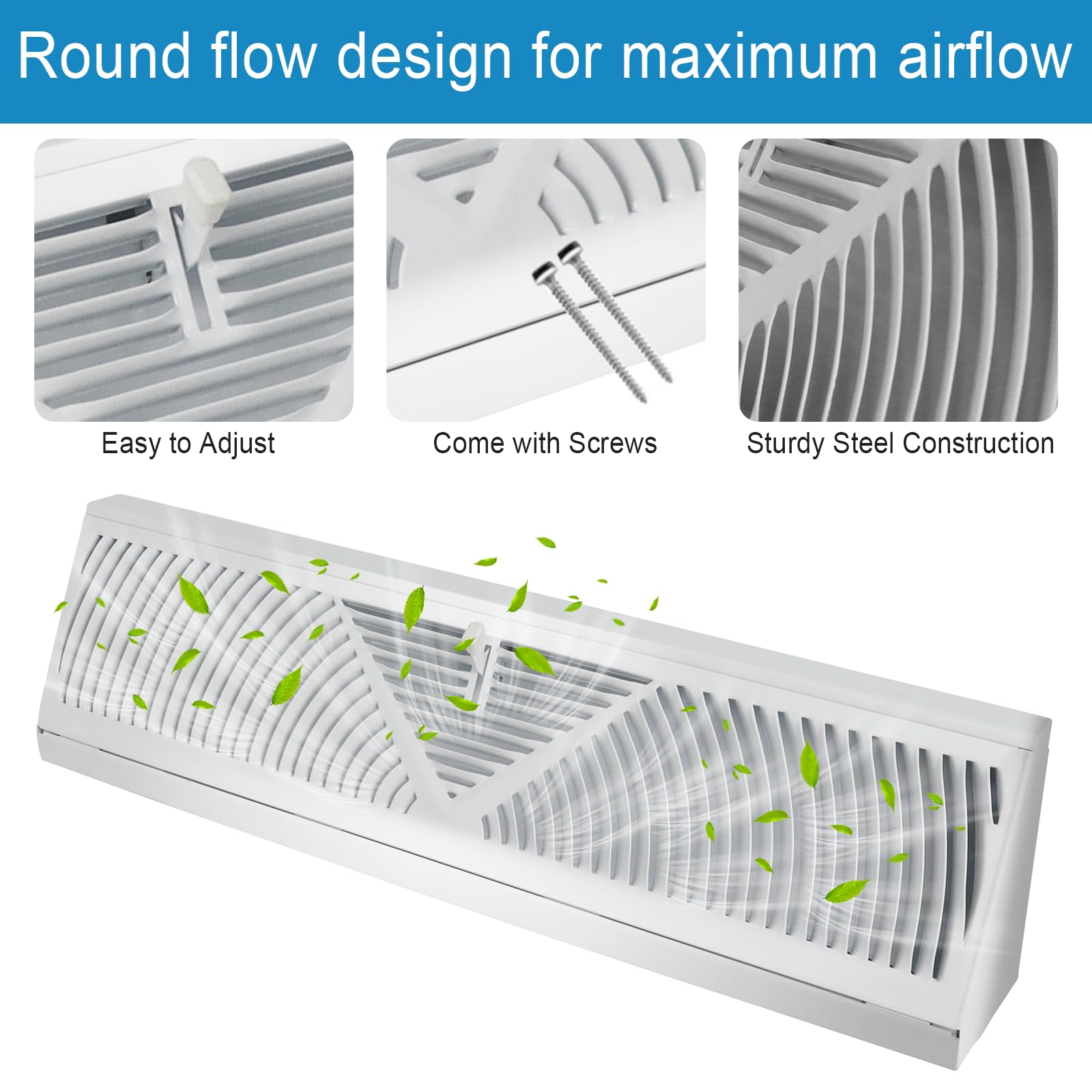 Swess 18in baseboard vent in wall shows seamless fit