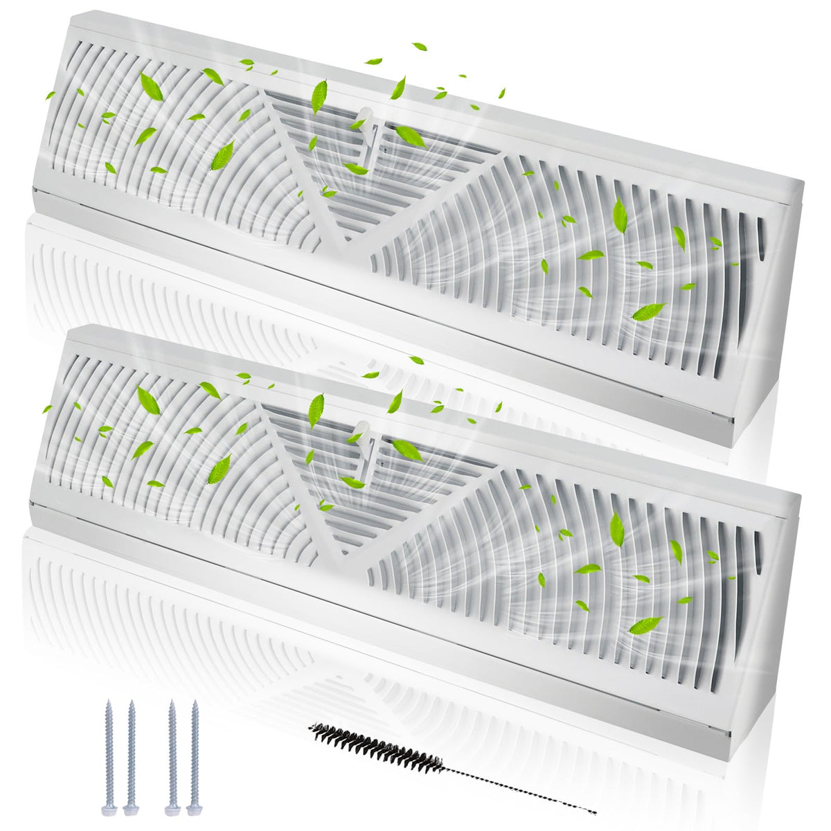 Swess 2-piece 18-inch baseboard register front view improves air distribution