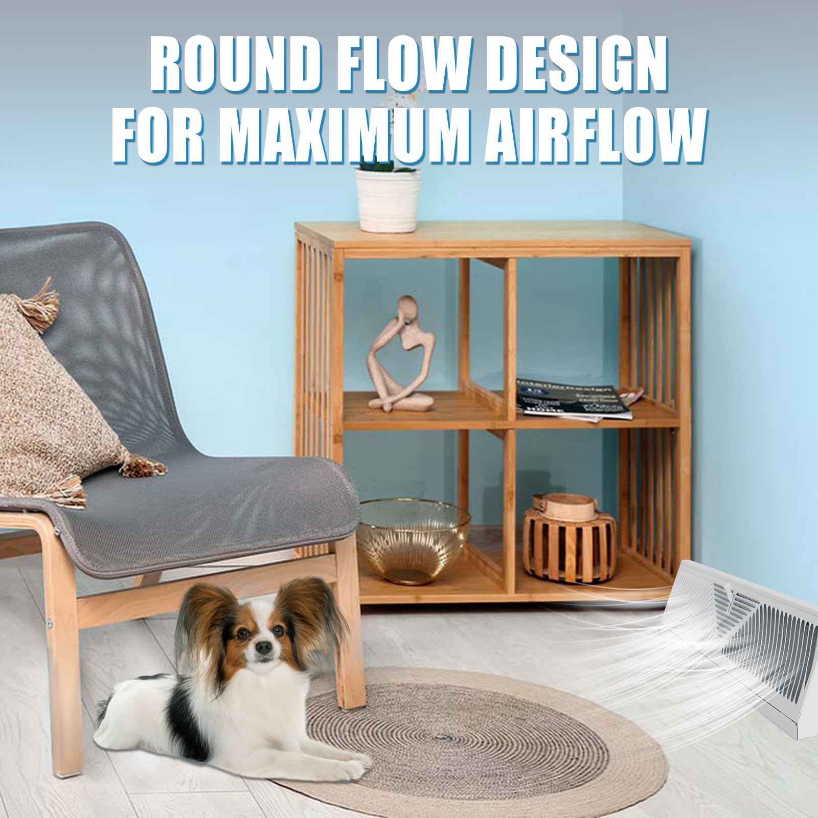 Swess baseboard vent in-room-decor fit captures seamless styling and practical airflow.