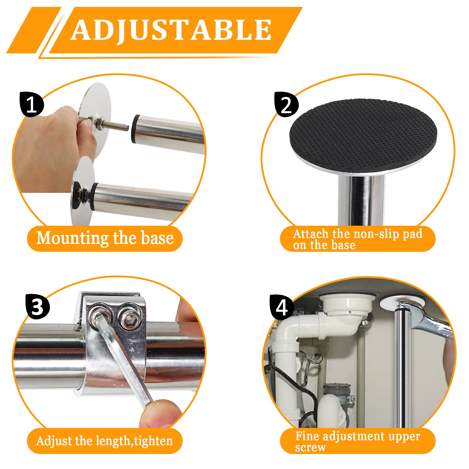 Swess locking clips secure bracket under the sink for stability.