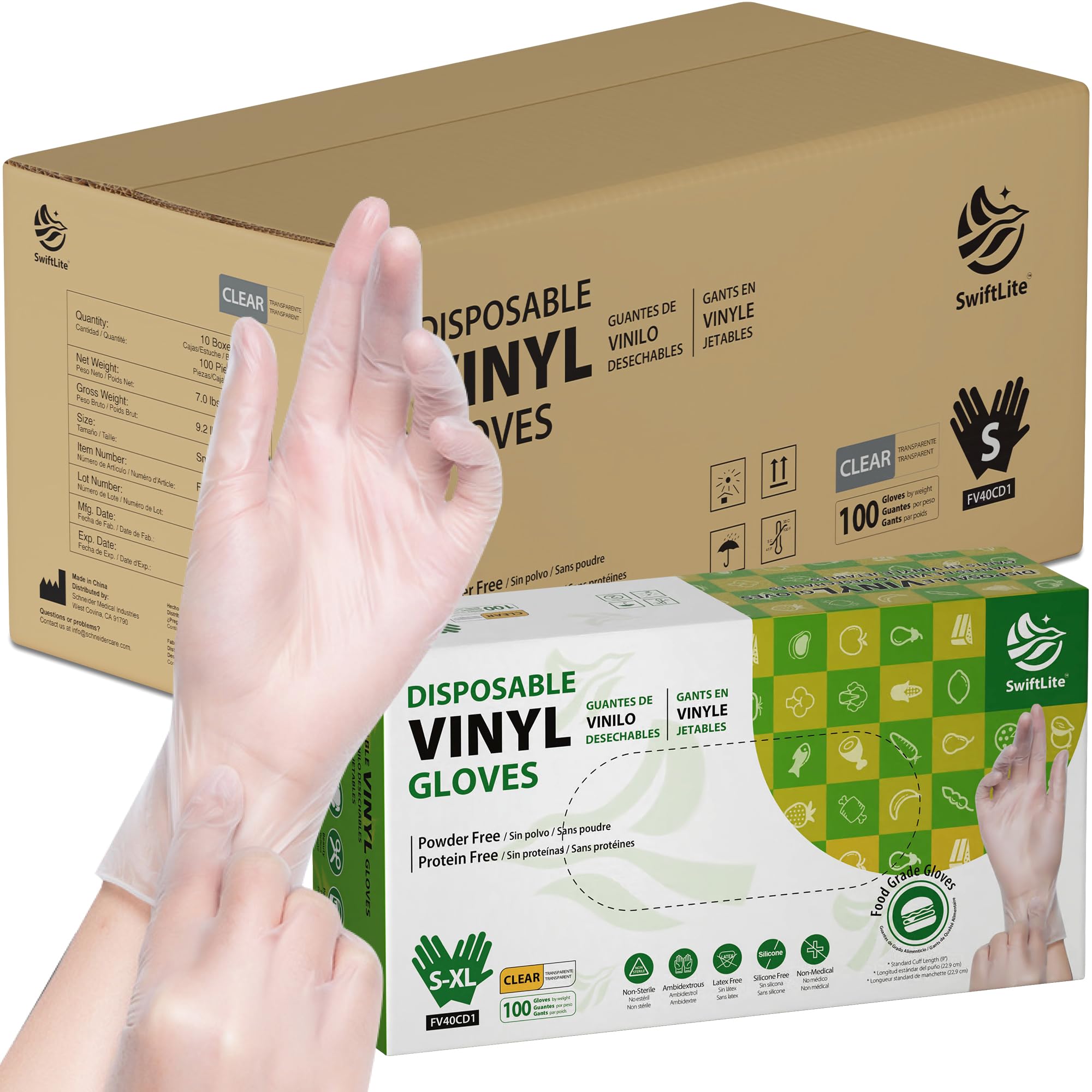 SWIFTLITE disposable gloves in a box, latex-free protection for allergy-friendly kitchens.