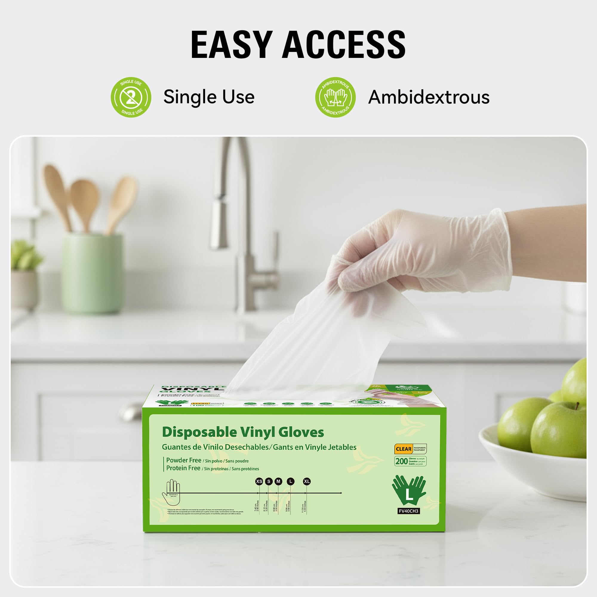 XL sizing shown on SWIFTLITE packaging, versatile fit for hands and family use.