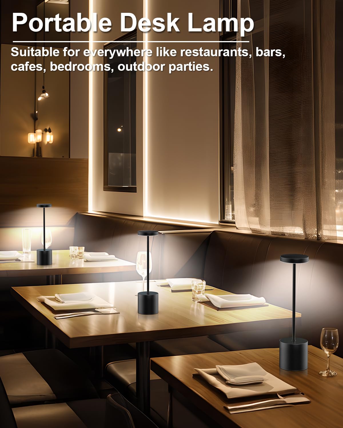 Swinerton rechargeable table lamp with 5000mAh battery for long-lasting use