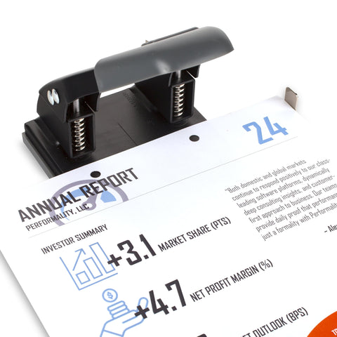 Swingline non-skid chip tray catches scraps for a tidy desk.