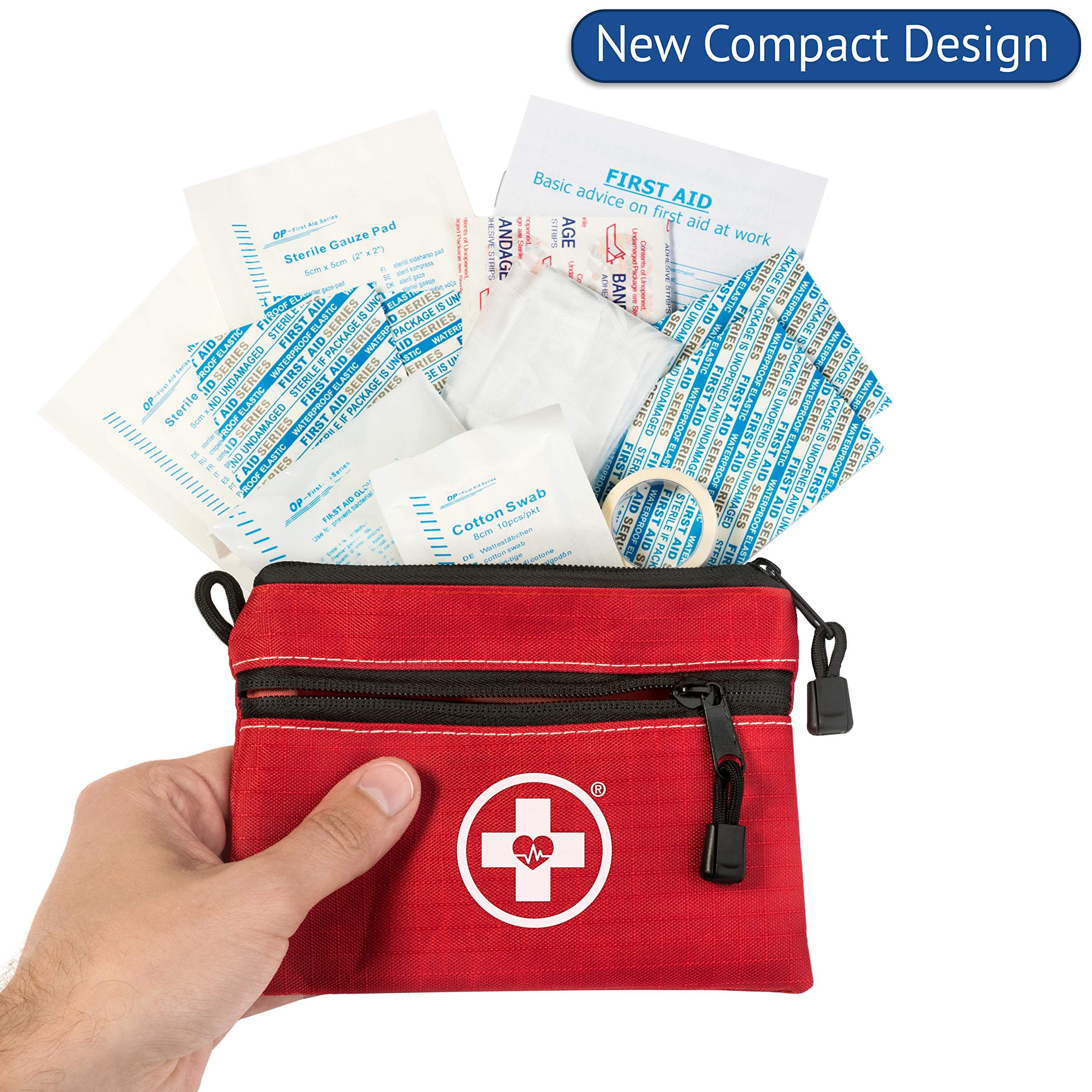 Swiss Safe 64-piece first aid kit car-glovebox for quick road-side access.