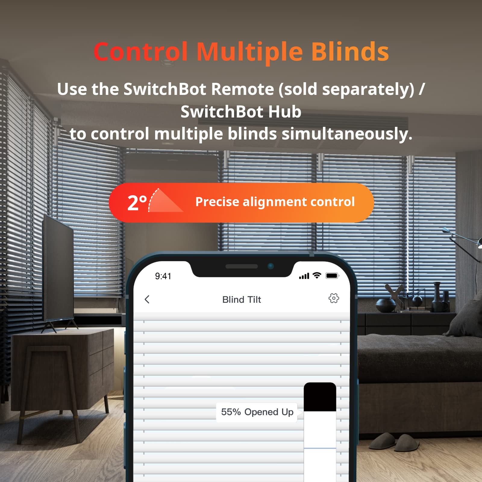 SwitchBot blind tilt sensor detects ambient light for automation.