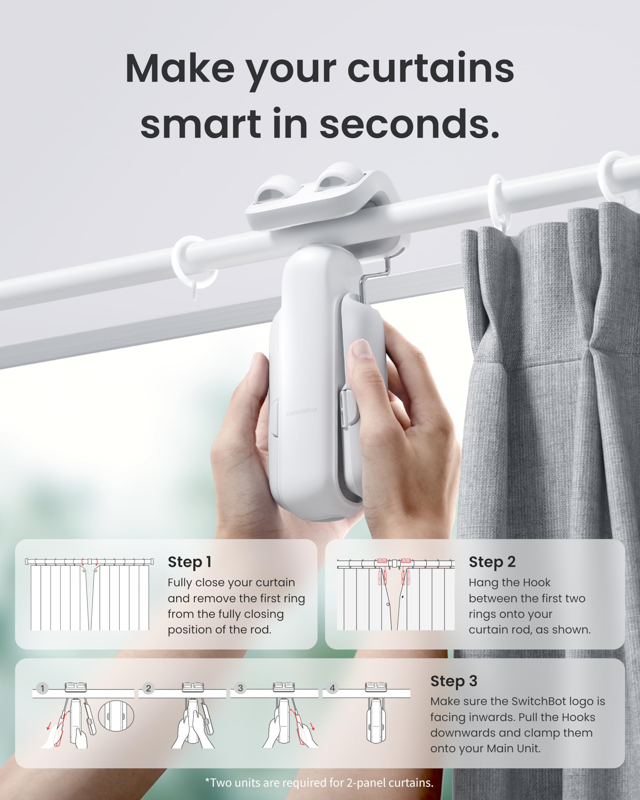 SwitchBot Curtain Opener in Silent Mode offering ultra-quiet operation.