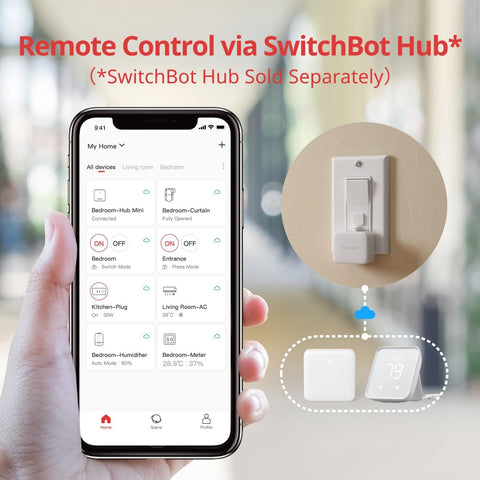 SwitchBot Fingerbot white unit used for bedside automation convenience.