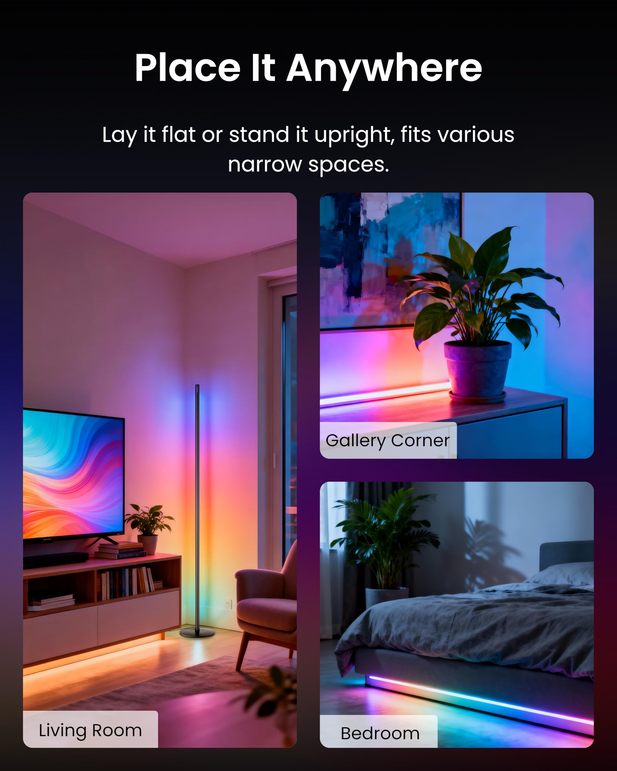SwitchBot Floor Lamp RGBICWW bedroom setup with warm white tuning