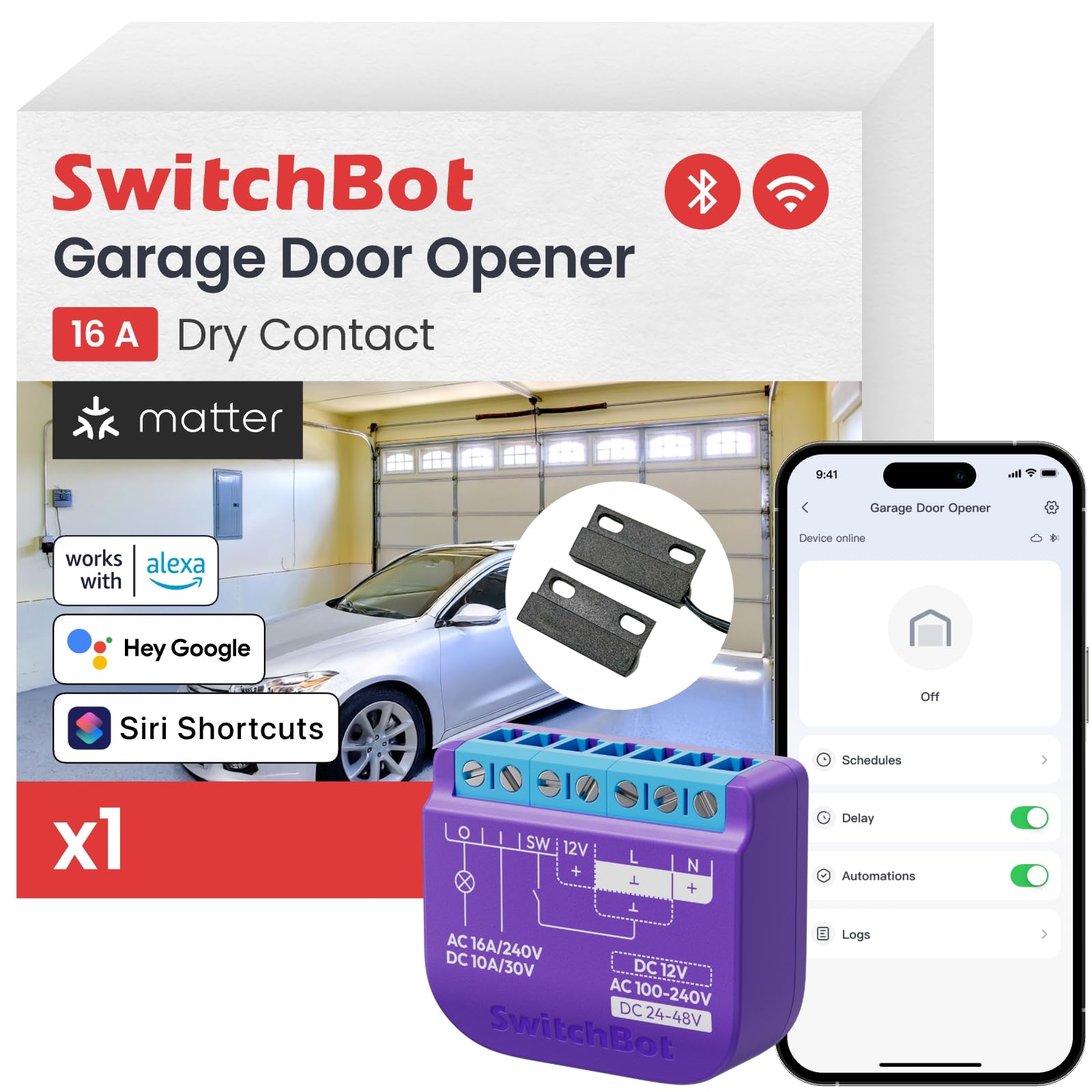 SwitchBot garage door opener installation showing simple wiring and secure mounting.