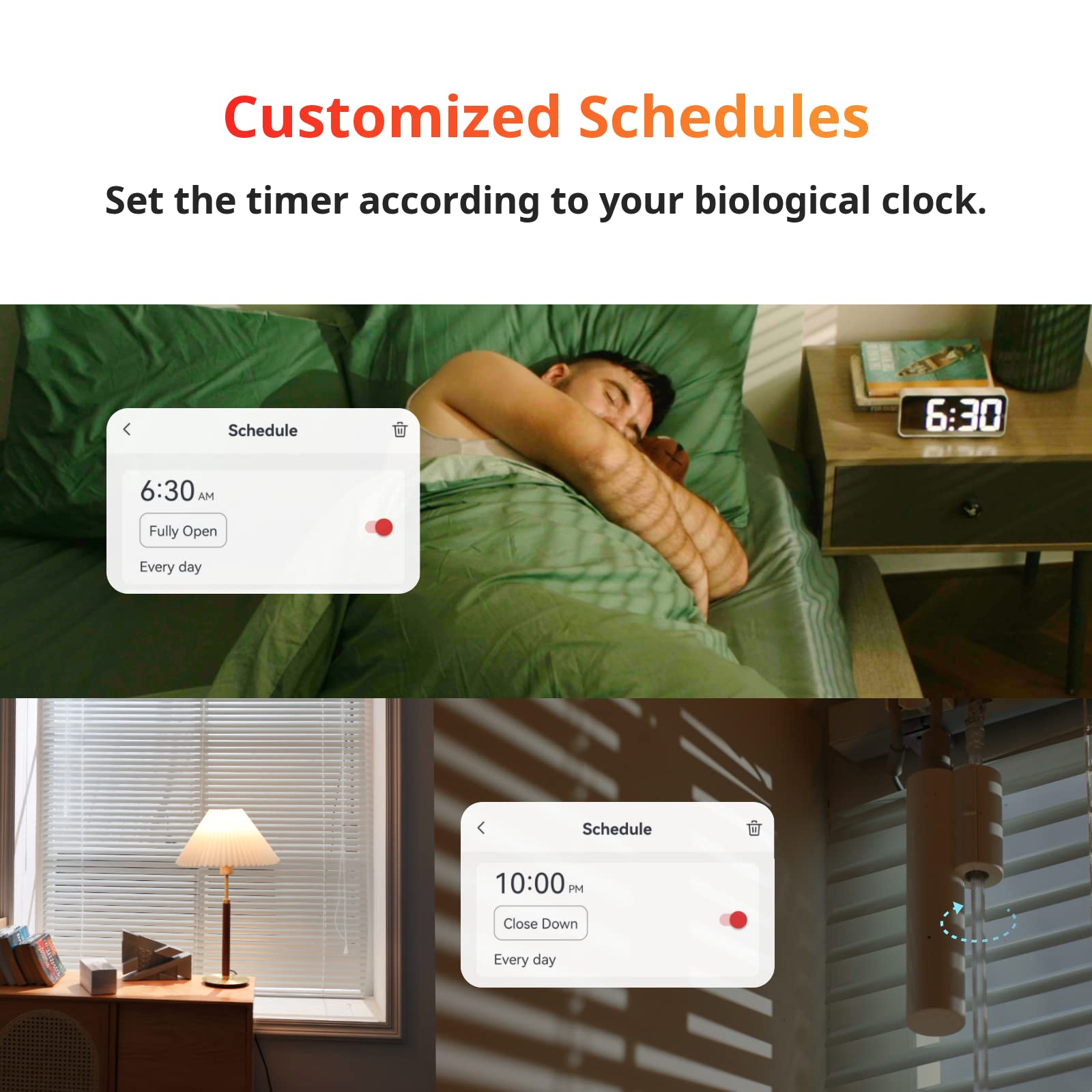 Ambience with SwitchBot blinds adjusting to sunrise automation.