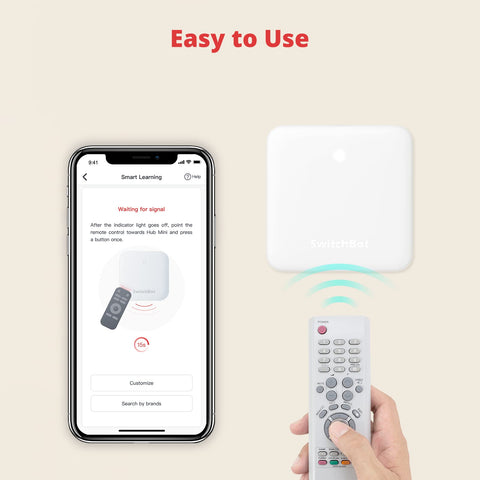 SwitchBot Hub Mini learns infrared signals to mimic your remote.