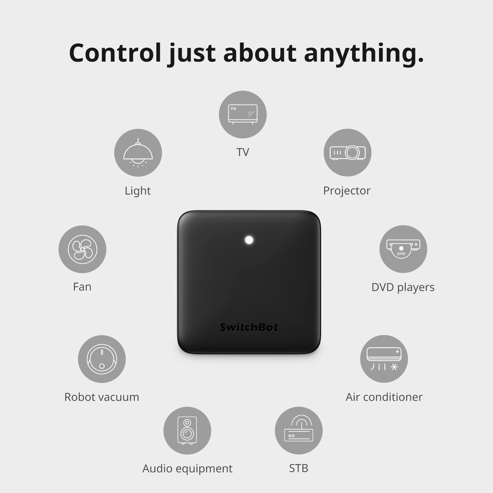 SwitchBot Hub Mini smart learning mode mirrors your remote in seconds.